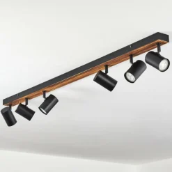 Luminaires Scandinaves-hofstein Gesteira Plafonnier, Spot de plafond Bois foncé, Noir, 6 lumières