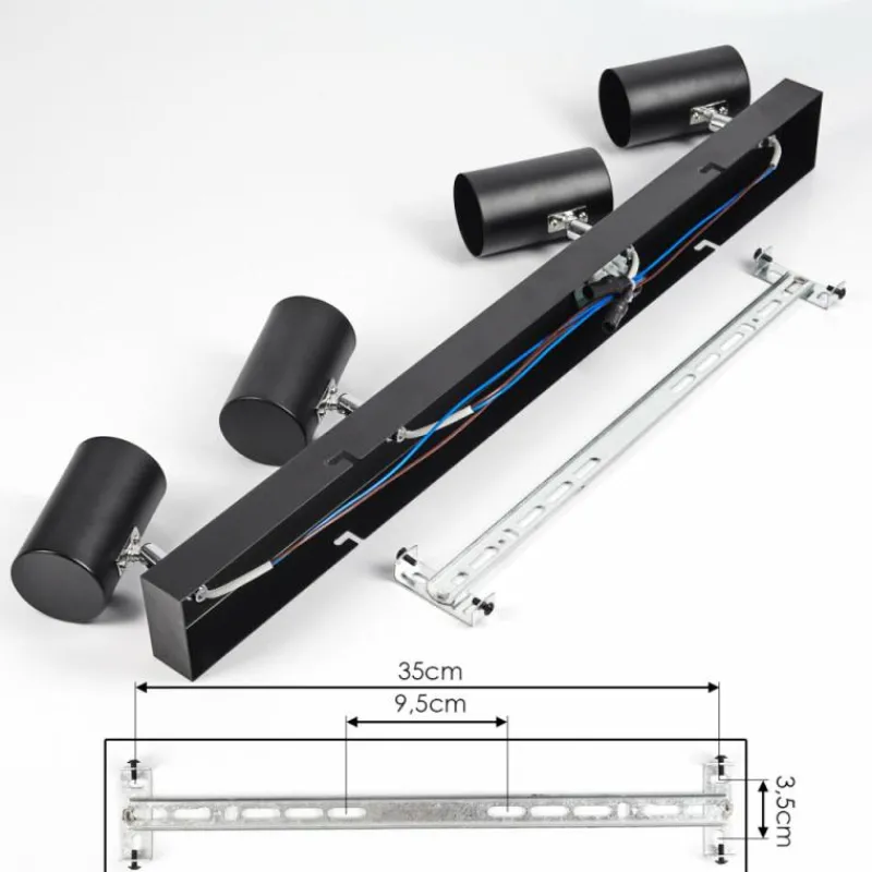 Luminaires Scandinaves-hofstein Gesteira Plafonnier, Spot de plafond Chrome, Noir, 4 lumières