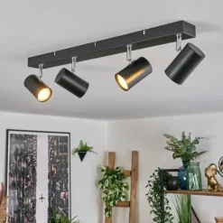 Luminaires Scandinaves-hofstein Gesteira Plafonnier, Spot de plafond Chrome, Noir, 4 lumières