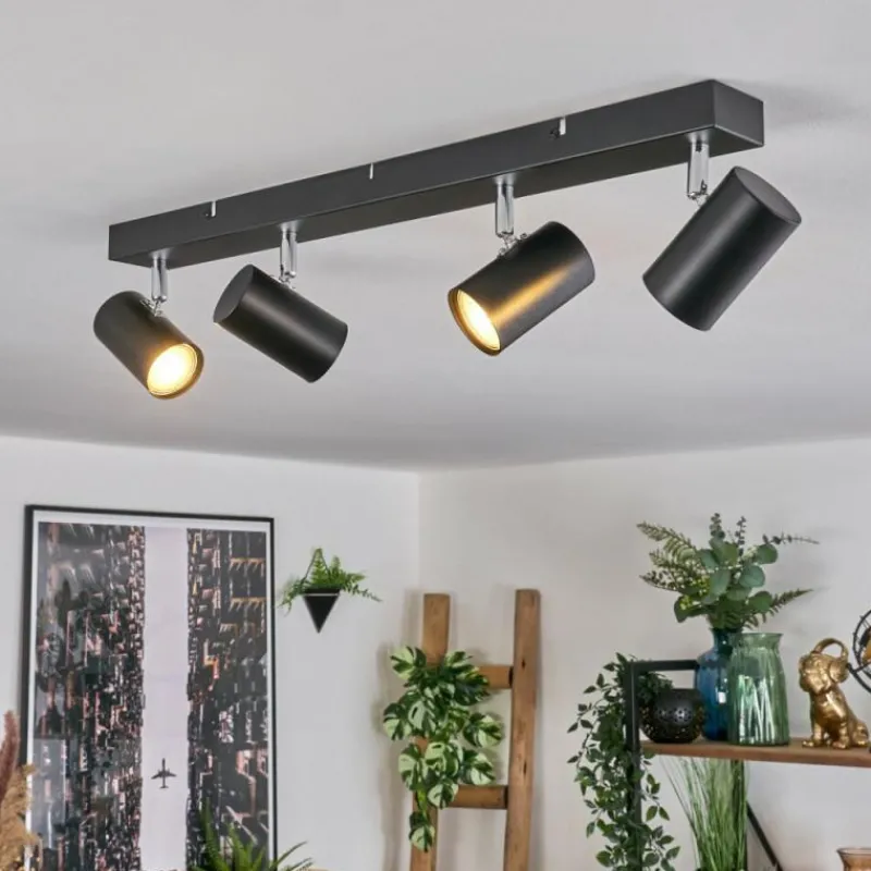 Luminaires Scandinaves-hofstein Gesteira Plafonnier, Spot de plafond Chrome, Noir, 4 lumières