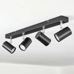 Luminaires Scandinaves-hofstein Gesteira Plafonnier, Spot de plafond Chrome, Noir, 4 lumières