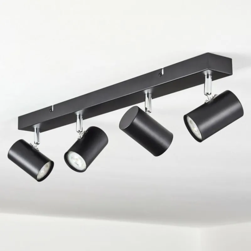 Luminaires Scandinaves-hofstein Gesteira Plafonnier, Spot de plafond Chrome, Noir, 4 lumières