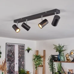 Luminaires Scandinaves-hofstein Gesteira Plafonnier, Spot de plafond Chrome, Noir, 4 lumières