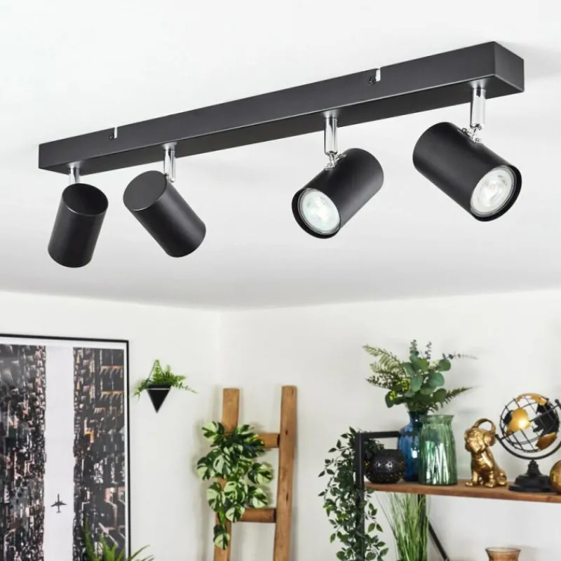 Luminaires Scandinaves-hofstein Gesteira Plafonnier, Spot de plafond Chrome, Noir, 4 lumières