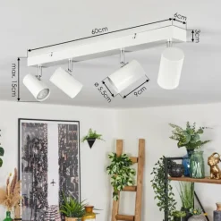 Luminaires Scandinaves-hofstein Gesteira Plafonnier, Spot de plafond Chrome, Blanc, 4 lumières