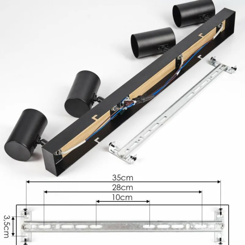 Luminaires Scandinaves-hofstein Gesteira Plafonnier, Spot de plafond Bois foncé, Noir, 4 lumières