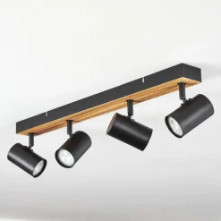 Luminaires Scandinaves-hofstein Gesteira Plafonnier, Spot de plafond Bois foncé, Noir, 4 lumières