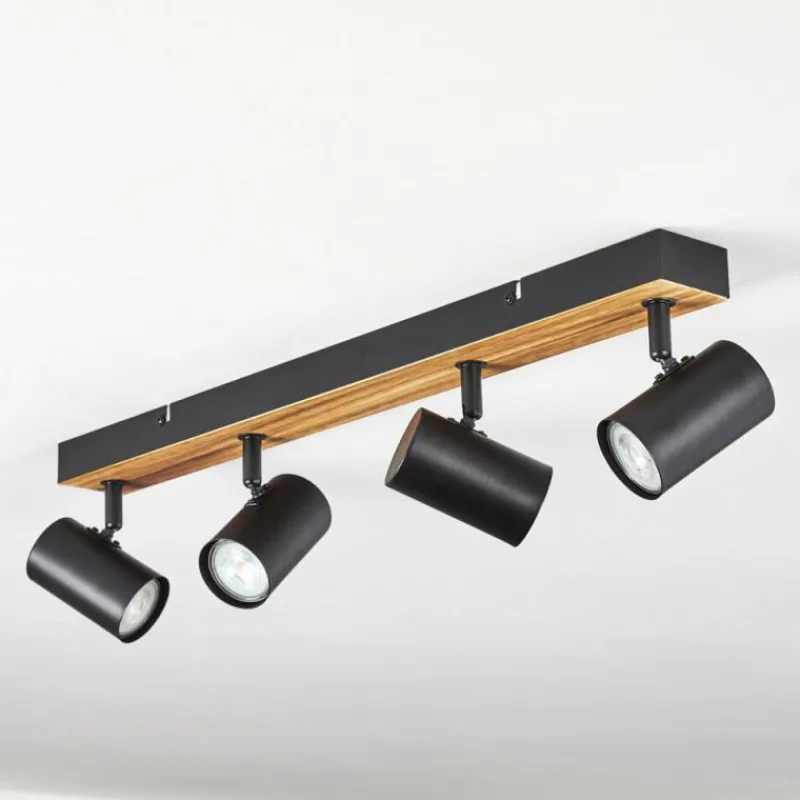 Luminaires Scandinaves-hofstein Gesteira Plafonnier, Spot de plafond Bois foncé, Noir, 4 lumières