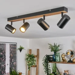 Luminaires Scandinaves-hofstein Gesteira Plafonnier, Spot de plafond Bois foncé, Noir, 4 lumières