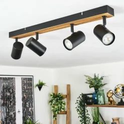 Luminaires Scandinaves-hofstein Gesteira Plafonnier, Spot de plafond Bois foncé, Noir, 4 lumières