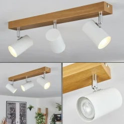 Luminaires Scandinaves-hofstein Gesteira Plafonnier, Spot de plafond Chrome, Couleur bois, 3 lumières