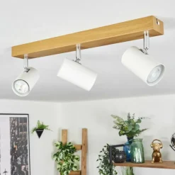 Luminaires Scandinaves-hofstein Gesteira Plafonnier, Spot de plafond Chrome, Couleur bois, 3 lumières