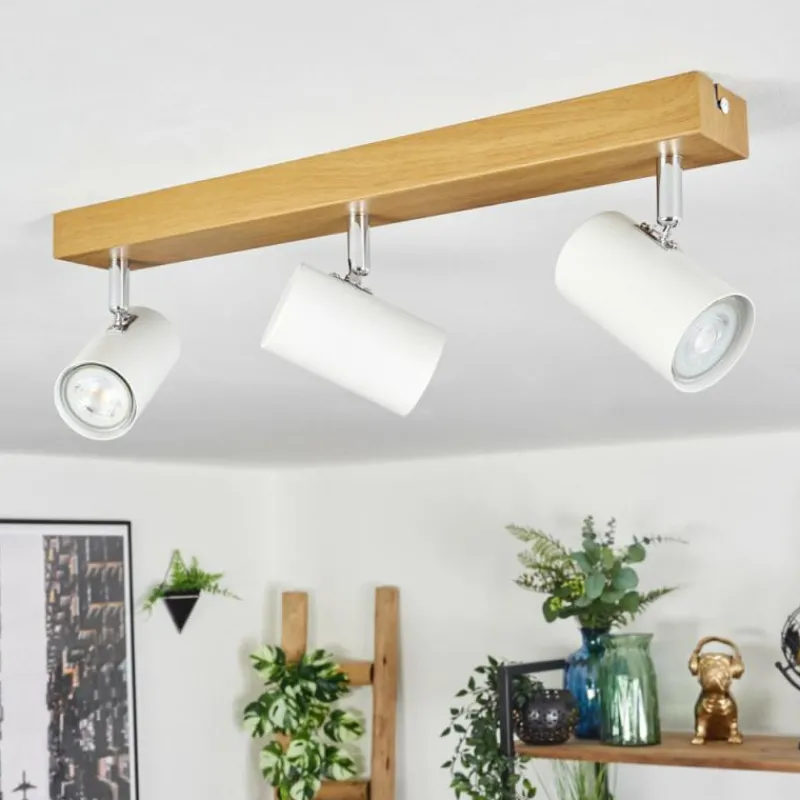 Luminaires Scandinaves-hofstein Gesteira Plafonnier, Spot de plafond Chrome, Couleur bois, 3 lumières