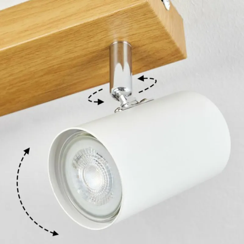 Luminaires Scandinaves-hofstein Gesteira Plafonnier, Spot de plafond Chrome, Couleur bois, 3 lumières