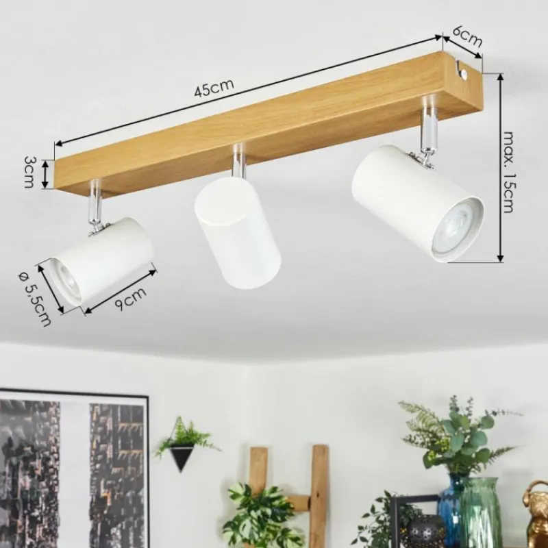 Luminaires Scandinaves-hofstein Gesteira Plafonnier, Spot de plafond Chrome, Couleur bois, 3 lumières