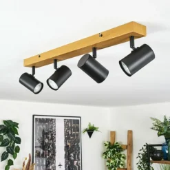 Luminaires Scandinaves-hofstein Gesteira Plafonnier, Spot de plafond Couleur bois, Noir, 4 lumières