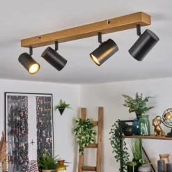 Luminaires Scandinaves-hofstein Gesteira Plafonnier, Spot de plafond Couleur bois, Noir, 4 lumières