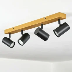 Luminaires Scandinaves-hofstein Gesteira Plafonnier, Spot de plafond Couleur bois, Noir, 4 lumières