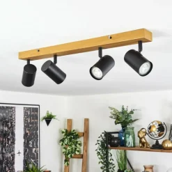 Luminaires Scandinaves-hofstein Gesteira Plafonnier, Spot de plafond Couleur bois, Noir, 4 lumières