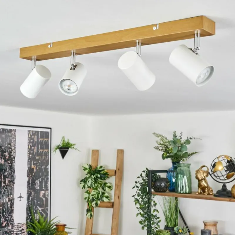 Luminaires Scandinaves-hofstein Gesteira Plafonnier, Spot de plafond Chrome, Couleur bois, 4 lumières
