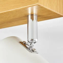 Luminaires Scandinaves-hofstein Gesteira Plafonnier, Spot de plafond Chrome, Couleur bois, 4 lumières