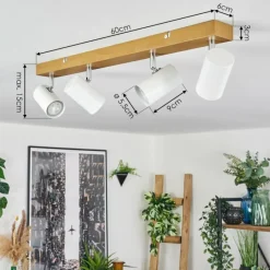 Luminaires Scandinaves-hofstein Gesteira Plafonnier, Spot de plafond Chrome, Couleur bois, 4 lumières