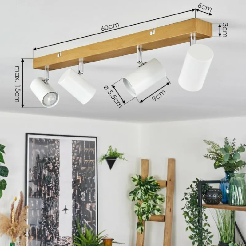 Luminaires Scandinaves-hofstein Gesteira Plafonnier, Spot de plafond Chrome, Couleur bois, 4 lumières