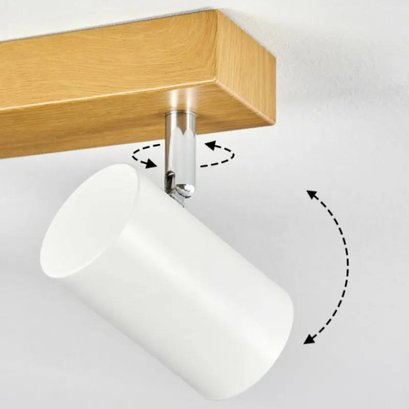 Luminaires Scandinaves-hofstein Gesteira Plafonnier, Spot de plafond Chrome, Couleur bois, 4 lumières