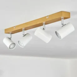 Luminaires Scandinaves-hofstein Gesteira Plafonnier, Spot de plafond Chrome, Couleur bois, 4 lumières
