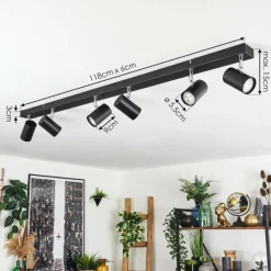 Luminaires Scandinaves-hofstein Gesteira Plafonnier, Spot de plafond Chrome, Noir, 6 lumières