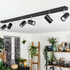 Luminaires Scandinaves-hofstein Gesteira Plafonnier, Spot de plafond Chrome, Noir, 6 lumières