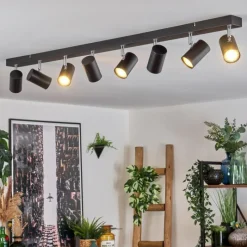 Luminaires Scandinaves-hofstein Gesteira Plafonnier, Spot de plafond Chrome, Noir, 8 lumières