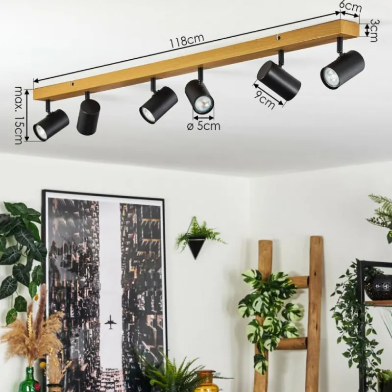 Luminaires Scandinaves-hofstein Gesteira Plafonnier, Spot de plafond Couleur bois, 6 lumières