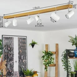 Luminaires Scandinaves-hofstein Gesteira Plafonnier, Spot de plafond Chrome, Couleur bois, 6 lumières