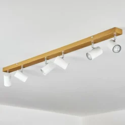 Luminaires Scandinaves-hofstein Gesteira Plafonnier, Spot de plafond Chrome, Couleur bois, 6 lumières