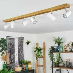 Luminaires Scandinaves-hofstein Gesteira Plafonnier, Spot de plafond Chrome, Couleur bois, 6 lumières