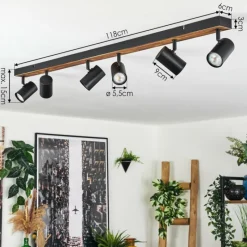 Luminaires Scandinaves-hofstein Gesteira Plafonnier, Spot de plafond Écru, Noir, 6 lumières