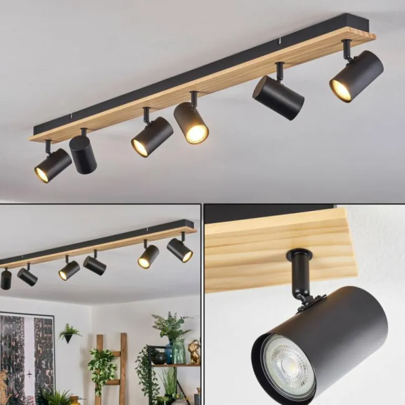 Luminaires Scandinaves-hofstein Gesteira Plafonnier, Spot de plafond Écru, Noir, 6 lumières