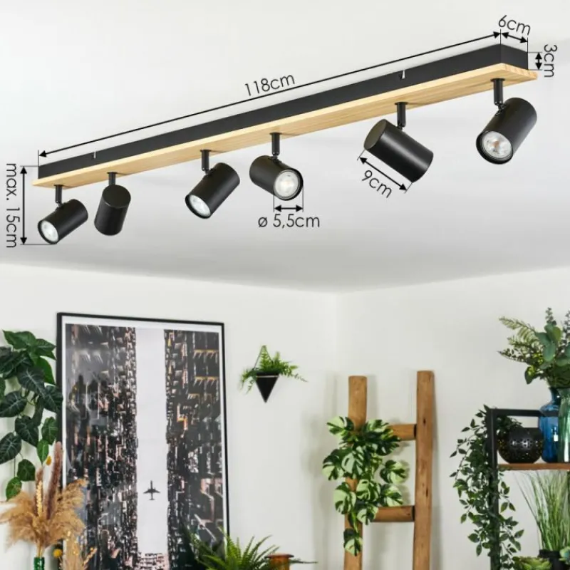 Luminaires Scandinaves-hofstein Gesteira Plafonnier, Spot de plafond Écru, Noir, 6 lumières