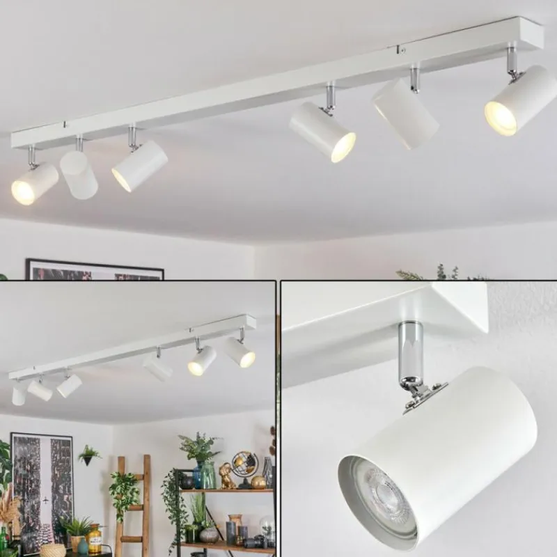 Luminaires Scandinaves-hofstein Gesteira Plafonnier, Spot de plafond Chrome, Blanc, 6 lumières