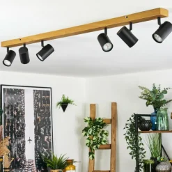Luminaires Scandinaves-hofstein Gesteira Plafonnier, Spot de plafond Couleur bois, Noir, 6 lumières