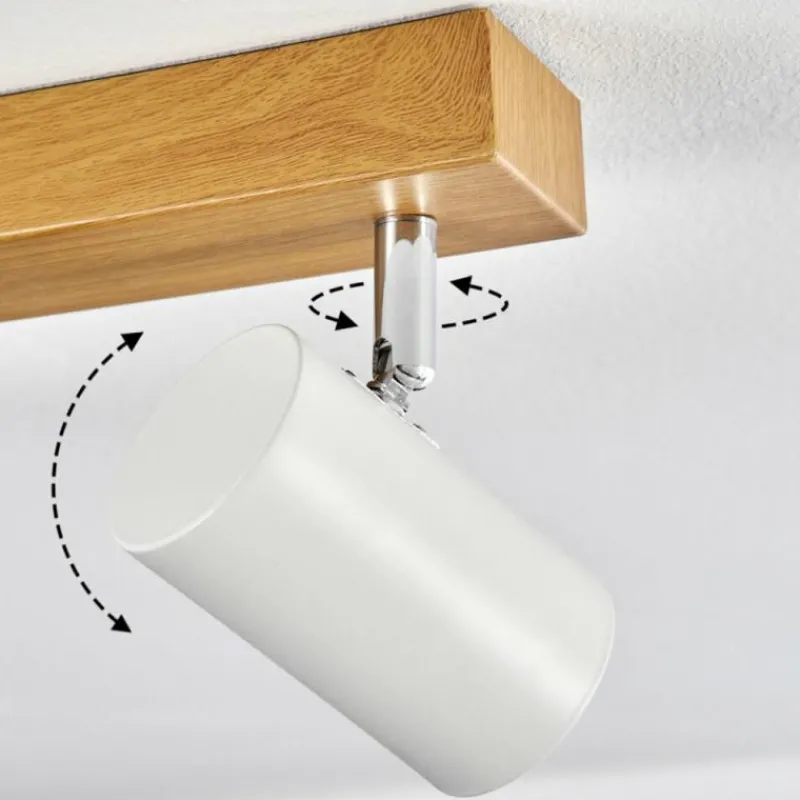 Luminaires Scandinaves-hofstein Gesteira Plafonnier, Spot de plafond Chrome, Couleur bois, 6 lumières