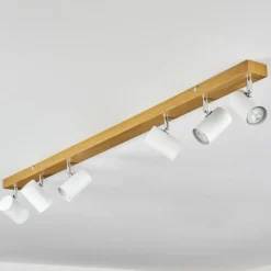 Luminaires Scandinaves-hofstein Gesteira Plafonnier, Spot de plafond Chrome, Couleur bois, 6 lumières