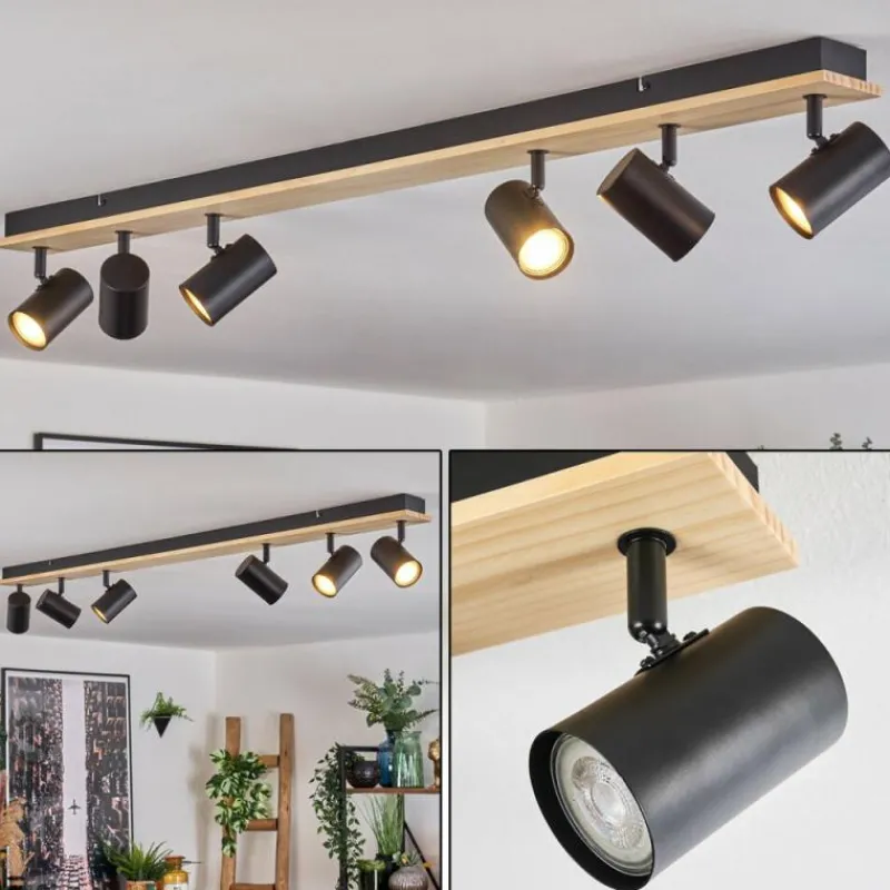 Luminaires Scandinaves-hofstein Gesteira Plafonnier, Spot de plafond Écru, Noir, 6 lumières