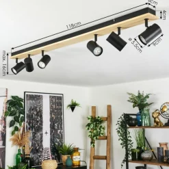 Luminaires Scandinaves-hofstein Gesteira Plafonnier, Spot de plafond Écru, Noir, 6 lumières