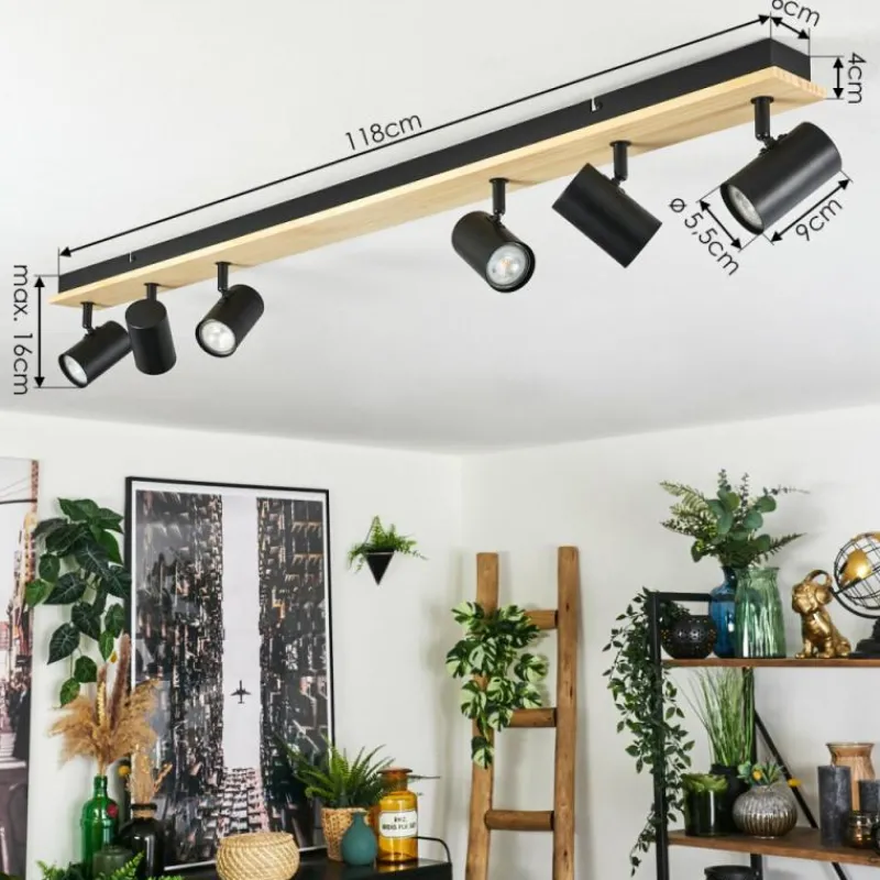 Luminaires Scandinaves-hofstein Gesteira Plafonnier, Spot de plafond Écru, Noir, 6 lumières