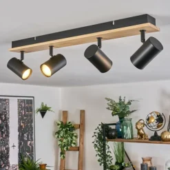 Luminaires Scandinaves-hofstein Gesteira Plafonnier, Spot de plafond Écru, Noir, 4 lumières
