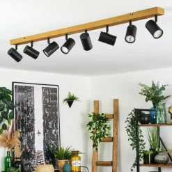 Luminaires Scandinaves-hofstein Gesteira Plafonnier, Spot de plafond Couleur bois, Noir, 8 lumières