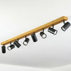 Luminaires Scandinaves-hofstein Gesteira Plafonnier, Spot de plafond Couleur bois, Noir, 8 lumières