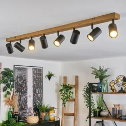 Luminaires Scandinaves-hofstein Gesteira Plafonnier, Spot de plafond Couleur bois, Noir, 8 lumières
